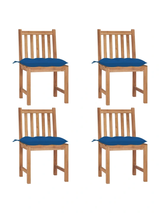 Zahradní židle 4 ks s poduškami masivní teak