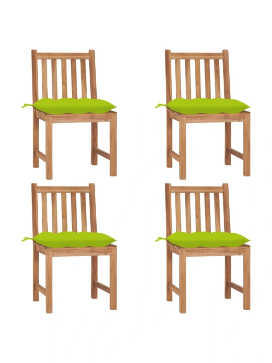Zahradní židle 4 ks s poduškami masivní teak