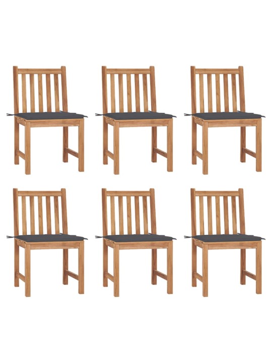 Zahradní židle 6 ks s poduškami masivní teak