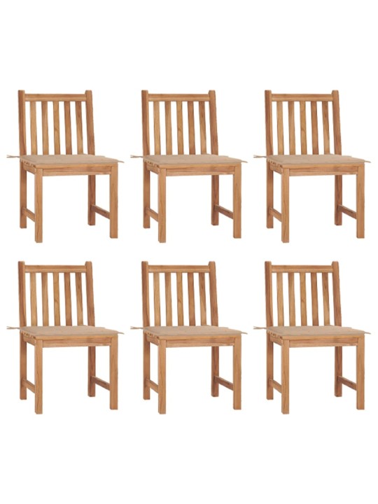 Zahradní židle 6 ks s poduškami masivní teak