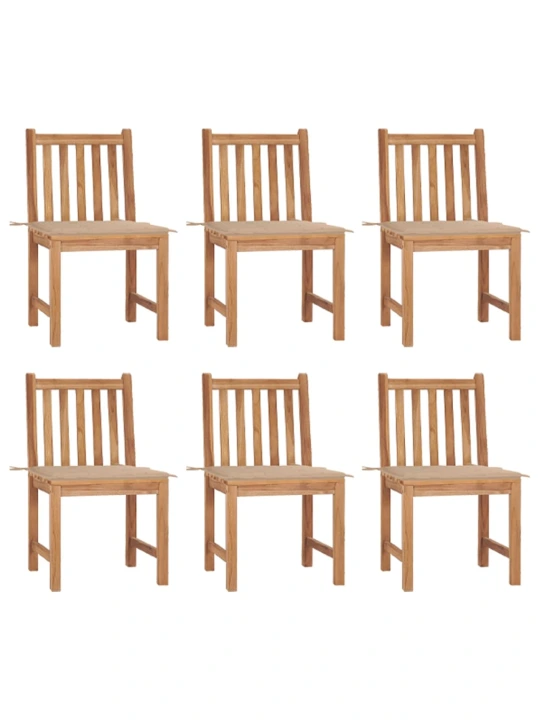 Zahradní židle 6 ks s poduškami masivní teak