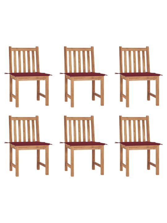 Zahradní židle 6 ks s poduškami masivní teak