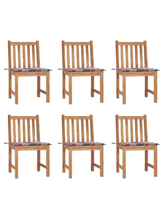 Zahradní židle 6 ks s poduškami masivní teak