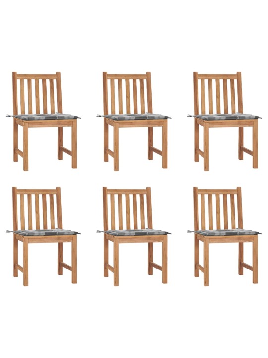 Zahradní židle s poduškami 6 ks masivní teak