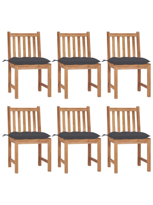 Zahradní židle 6 ks s poduškami masivní teak