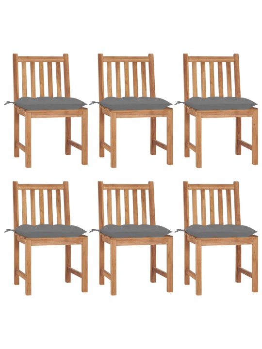 Zahradní židle 6 ks s poduškami masivní teak