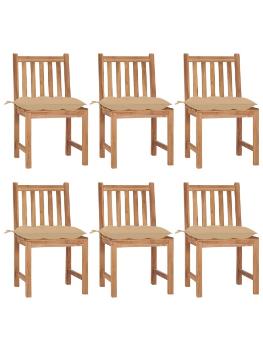 Zahradní židle 6 ks s poduškami masivní teak