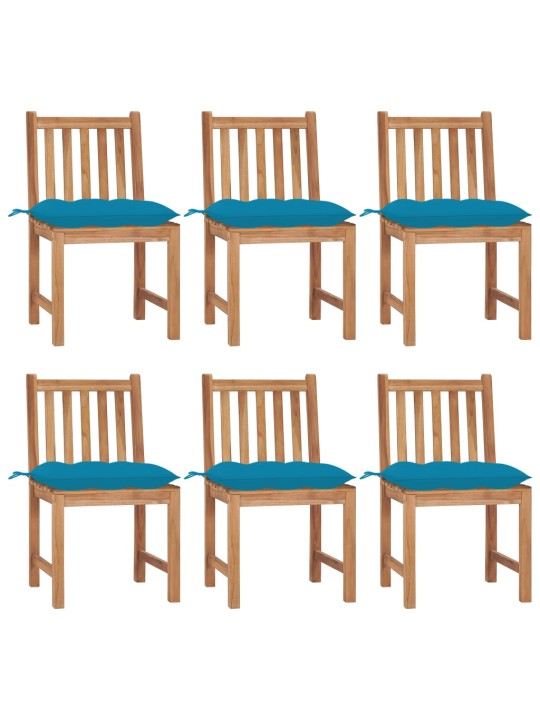 Zahradní židle 6 ks s poduškami masivní teak