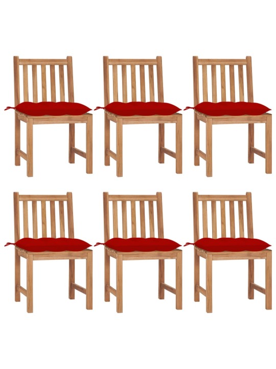 Zahradní židle 6 ks s poduškami masivní teak