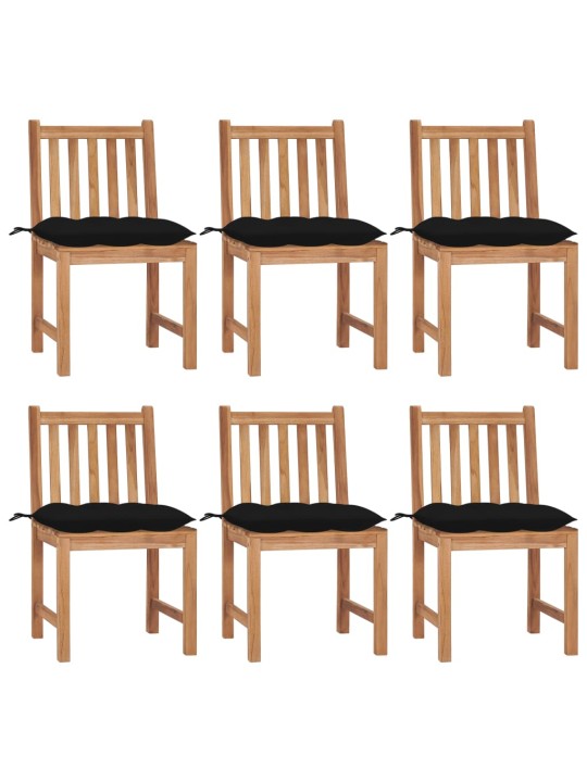 Zahradní židle 6 ks s poduškami masivní teak