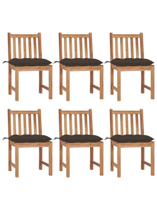 Zahradní židle 6 ks s poduškami masivní teak