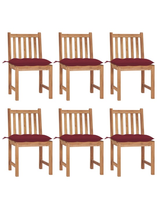 Zahradní židle 6 ks s poduškami masivní teak