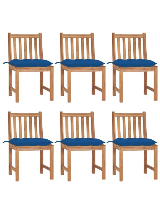 Zahradní židle 6 ks s poduškami masivní teak