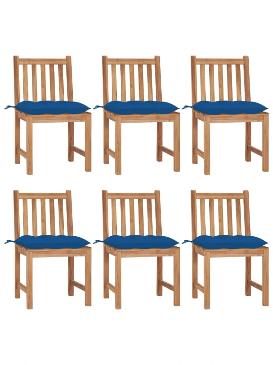 Zahradní židle 6 ks s poduškami masivní teak