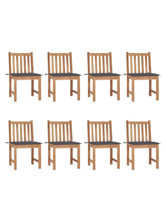 Zahradní židle s poduškami 8 ks masivní teak