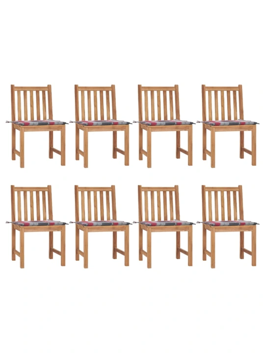 Zahradní židle 8 ks s poduškami masivní teak