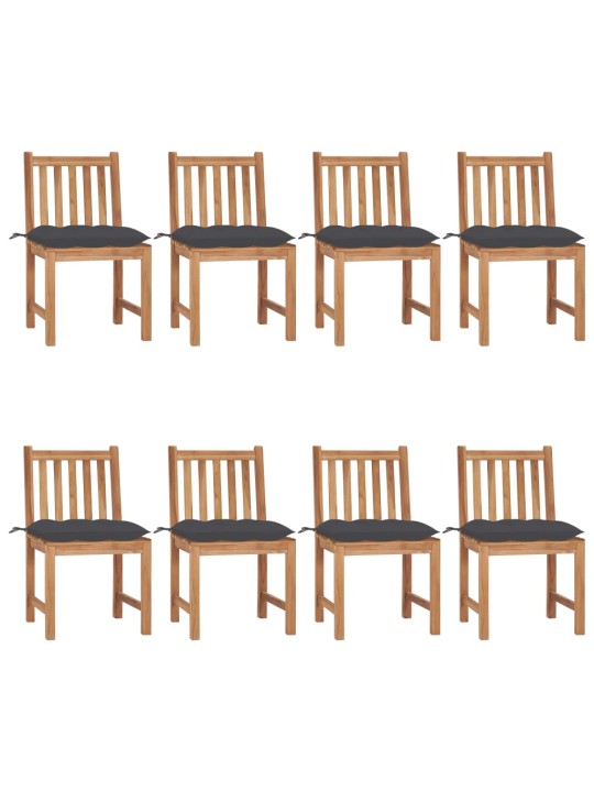 Zahradní židle s poduškami 8 ks masivní teak