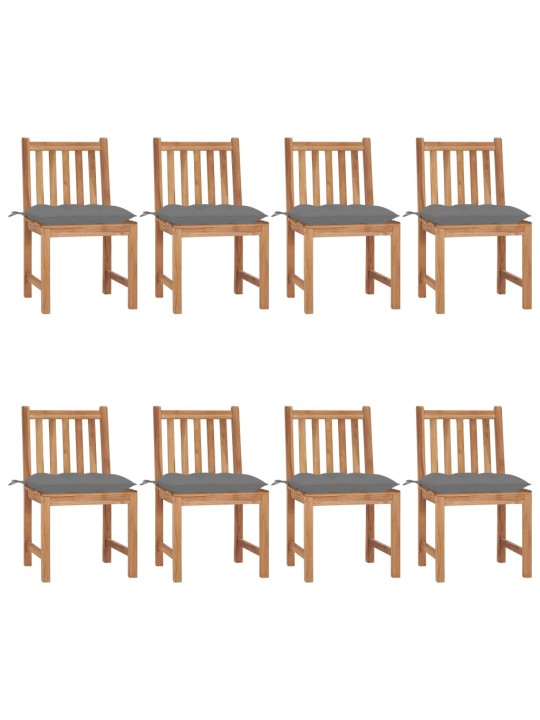 Zahradní židle s poduškami 8 ks masivní teak