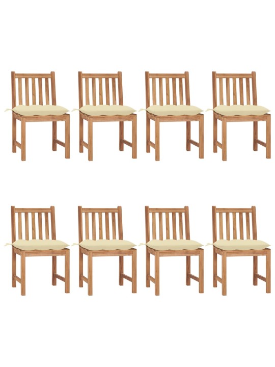Zahradní židle s poduškami 8 ks masivní teak
