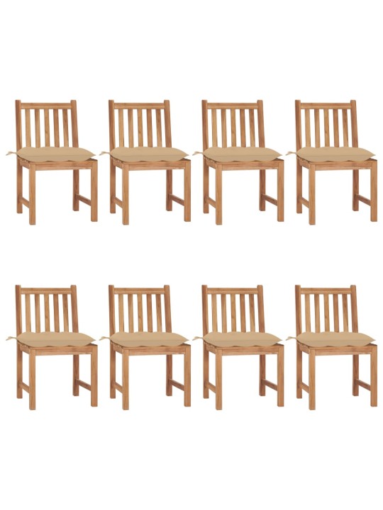 Zahradní židle s poduškami 8 ks masivní teak
