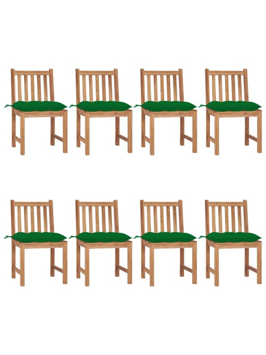 Zahradní židle 8 ks s poduškami masivní teak