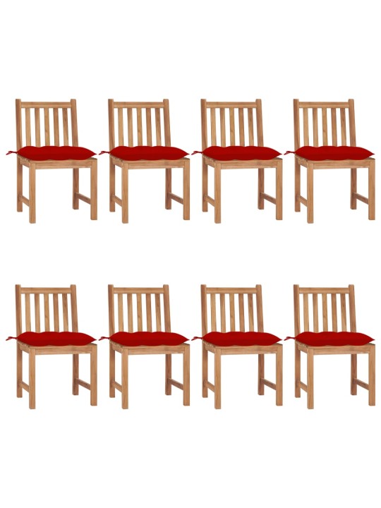 Zahradní židle s poduškami 8 ks masivní teak
