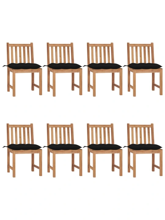 Zahradní židle s poduškami 8 ks masivní teak
