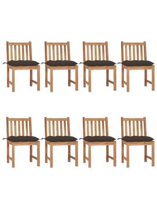 Zahradní židle s poduškami 8 ks masivní teak