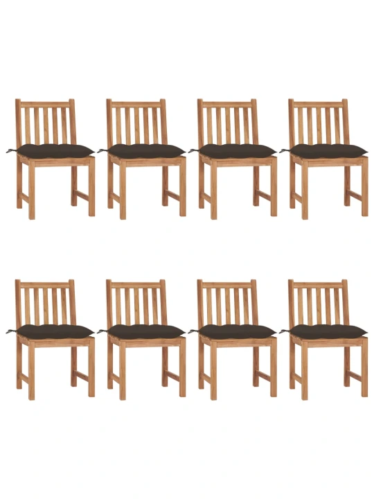 Zahradní židle s poduškami 8 ks masivní teak