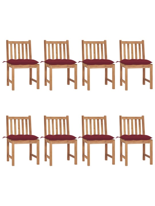 Zahradní židle 8 ks s poduškami masivní teak