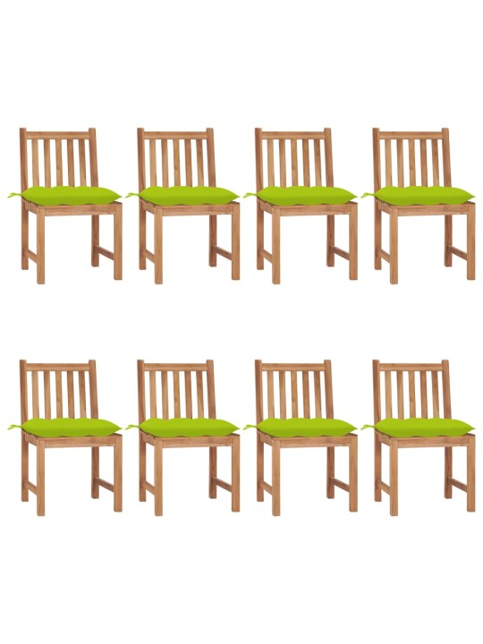 Zahradní židle s poduškami 8 ks masivní teak