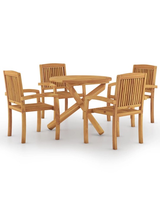 5dílný zahradní jídelní set masivní teakové dřevo