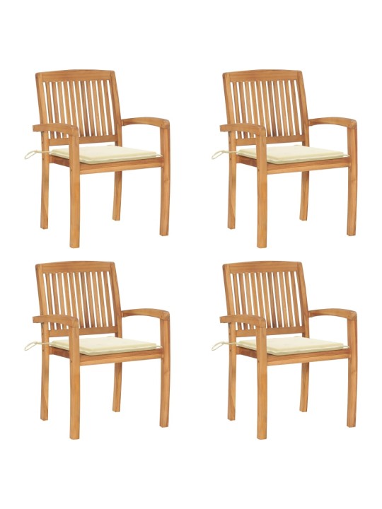 Stohovací zahradní židle s poduškami 4 ks masivní teak