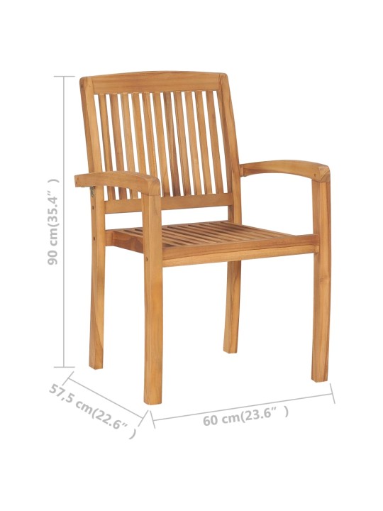 Stohovací zahradní židle s poduškami 4 ks masivní teak