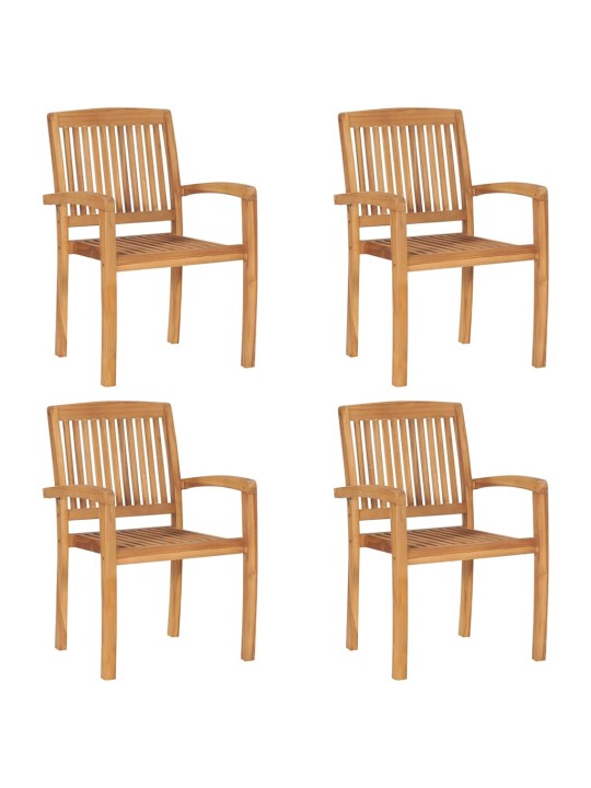 Stohovatelné zahradní židle s poduškami 4 ks masivní teak
