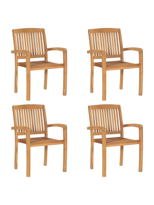 Stohovací zahradní židle s poduškami 4 ks masivní teak