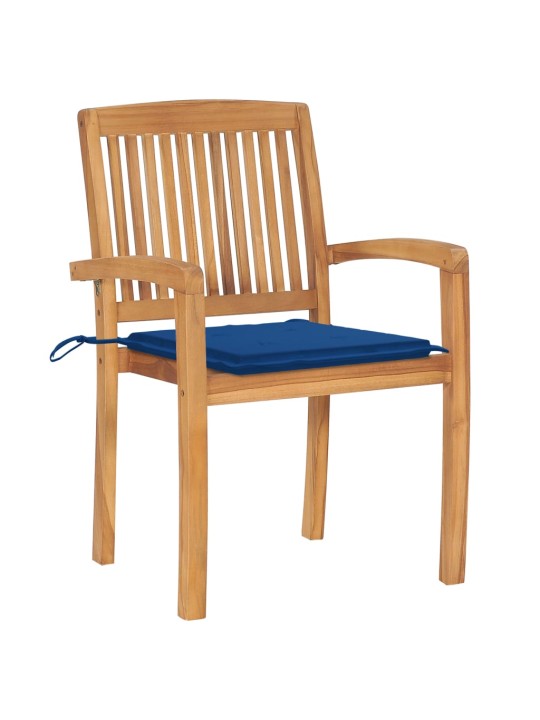 Stohovací zahradní židle s poduškami 4 ks masivní teak