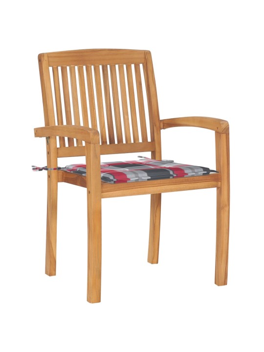 Stohovací zahradní židle s poduškami 4 ks masivní teak