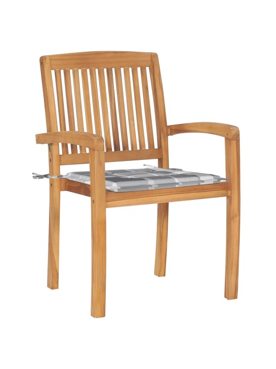 Stohovatelné zahradní židle s poduškami 4 ks masivní teak