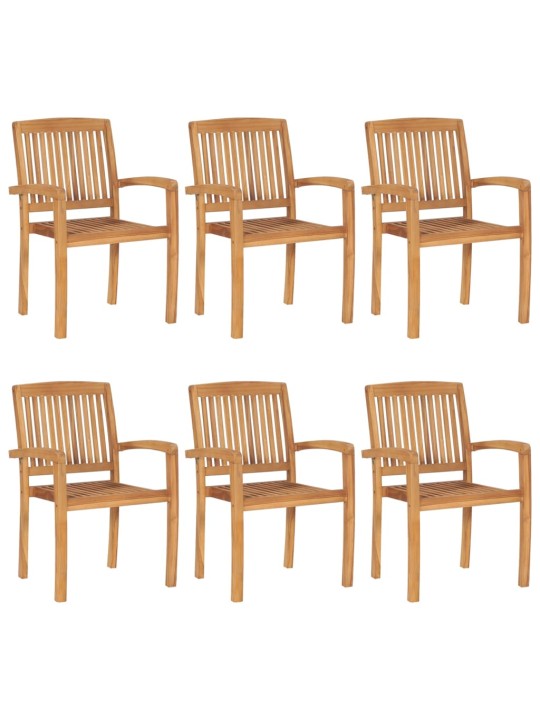 Stohovatelné zahradní židle s poduškami 6 ks masivní teak