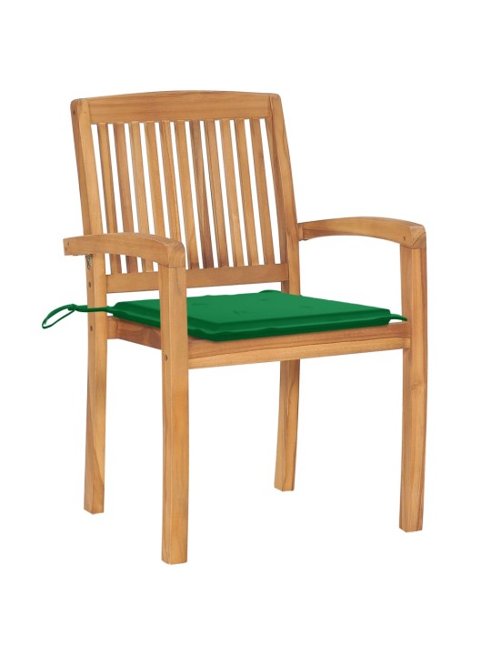 Stohovatelné zahradní židle s poduškami 6 ks masivní teak