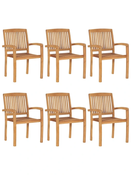 Stohovatelné zahradní židle s poduškami 6 ks masivní teak