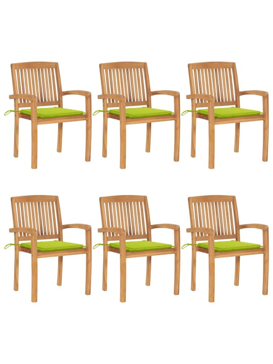 Stohovatelné zahradní židle s poduškami 6 ks masivní teak