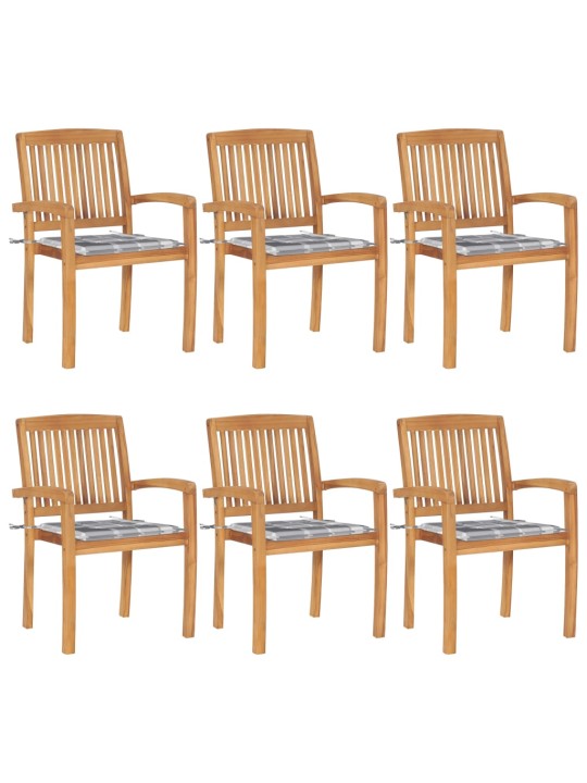 Stohovatelné zahradní židle s poduškami 6 ks masivní teak
