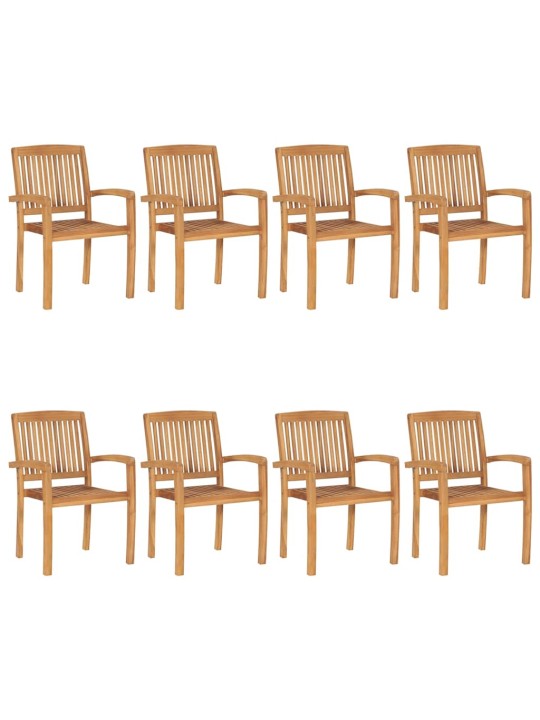 Stohovatelné zahradní židle s poduškami 8 ks masivní teak