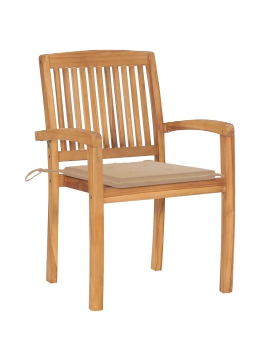 Stohovatelné zahradní židle s poduškami 8 ks masivní teak