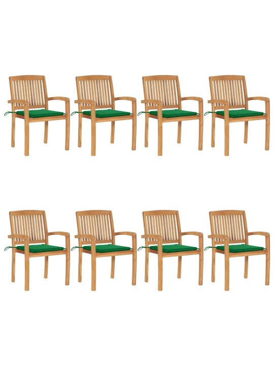 Stohovatelné zahradní židle s poduškami 8 ks masivní teak
