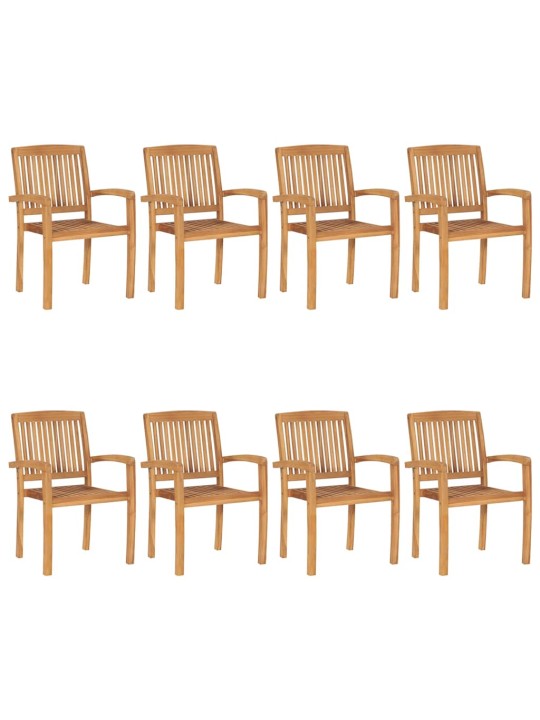 Stohovatelné zahradní židle s poduškami 8 ks masivní teak