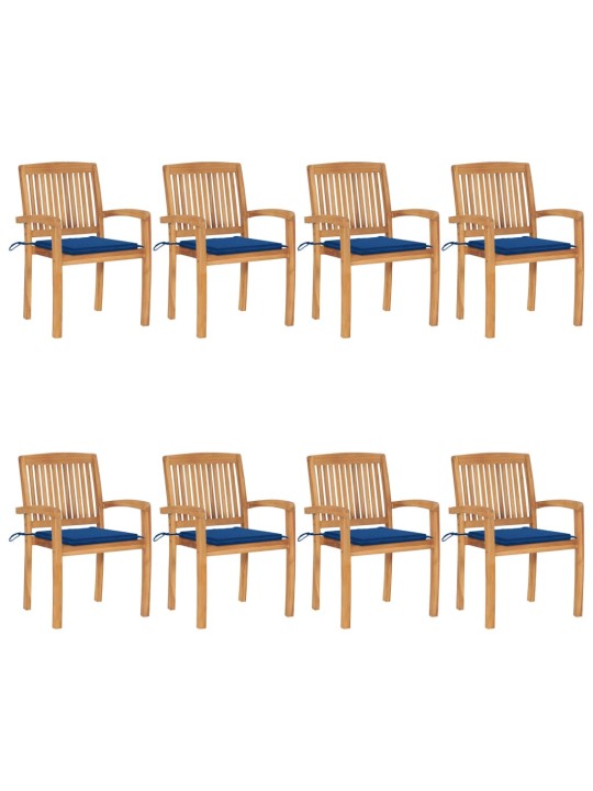 Stohovatelné zahradní židle s poduškami 8 ks masivní teak