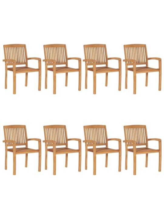 Stohovatelné zahradní židle s poduškami 8 ks masivní teak